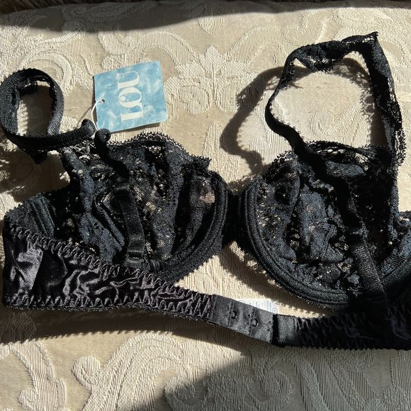 NWT Vintage Lou Bra from Paris France! Chantilly Lace With Bows Black 34B & 34C - Picture 13 of 14